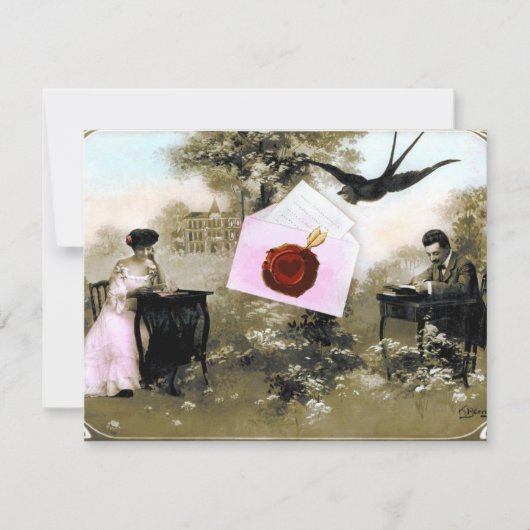 ROMANTISCHE VALENTIJNBRIEF, RODE WAX ZEGEL MONOGRA KAART (Voorkant)