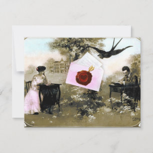 ROMANTISCHE VALENTIJNBRIEF, RODE WAX ZEGEL MONOGRA KAART