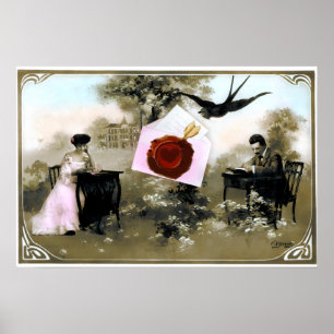 ROMANTISCHE VALENTIJNBRIEF, RODE WAX ZEGEL POSTER