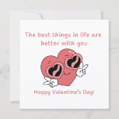 Romantische valentijnen Quote, Grappig Rood Hart M Feestdagenkaart (Voorkant)