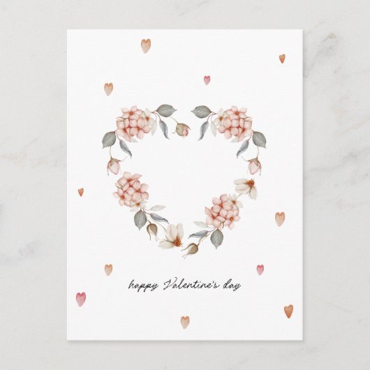 Romantische Valentijn's Day Kaart met bloemenhart (Voorkant)