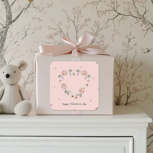 Romantische Valentijn's Day Sticker met bloemenhar