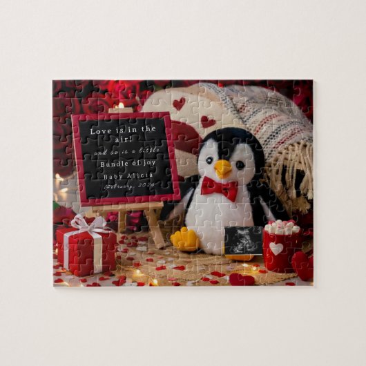 Romantische Valentijns Zwangerschapsaankondiging Legpuzzel (Horizontaal)