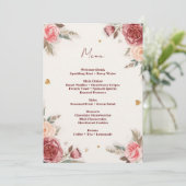 Romantische Valentijnsbrunchmenu met waterverf Kaart (Staand voorkant)