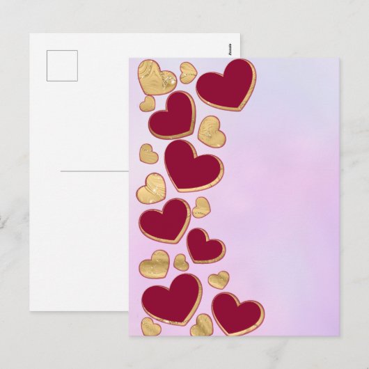 Romantische Valentijnsdag | Bourgondië en gouden h Feestdagenkaart (Voorkant / Achterkant)