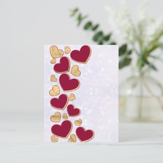 Romantische Valentijnsdag | Bourgondië en gouden h Feestdagenkaart (Staand voorkant)