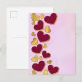 Romantische Valentijnsdag | Bourgondië en gouden h Uitnodiging Briefkaart (Voorkant / Achterkant)