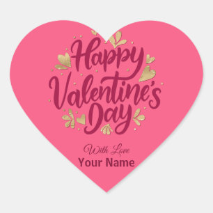 Romantische Valentijnsdag Bourgondisch & Gouden Hart Sticker