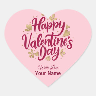 Romantische Valentijnsdag Bourgondisch & Gouden Hart Sticker