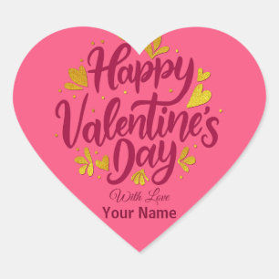 Romantische Valentijnsdag Bourgondisch & Gouden Hart Sticker