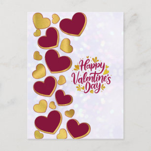Romantische Valentijnsdag   Bourgondisch & Gouden  Uitnodiging Briefkaart