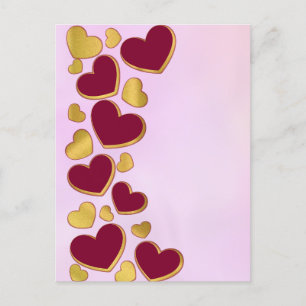 Romantische Valentijnsdag   Bourgondisch & Gouden  Uitnodiging Briefkaart