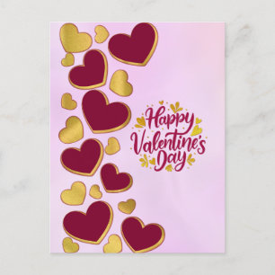 Romantische Valentijnsdag   Bourgondisch & Gouden  Uitnodiging Briefkaart