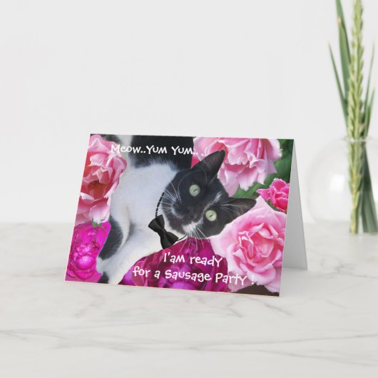 ROMANTISCHE VALENTIJNSDAG CAT MET PINKROSES FEESTDAGEN KAART (Voorkant)