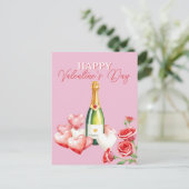 Romantische Valentijnsdag Champagne Rozen en harte Briefkaart (Staand voorkant)
