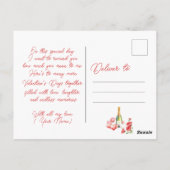 Romantische Valentijnsdag Champagne Rozen en harte Briefkaart (Achterkant)