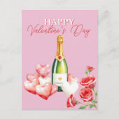 Romantische Valentijnsdag Champagne Rozen en harte Briefkaart (Voorkant)