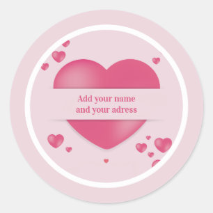 Romantische Valentijnsdag   Elegant Roze Hart Ronde Sticker
