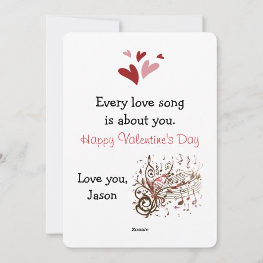 Romantische Valentijnsdag Flat Kaart (Achterkant)