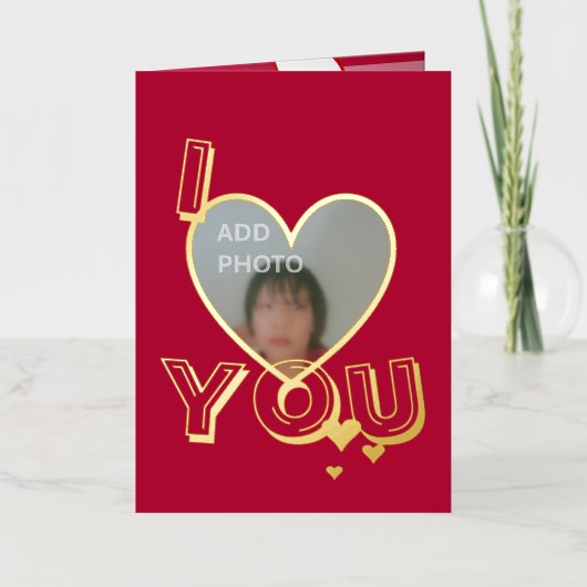 Romantische Valentijnsdag Foto Folie Kaart (Voorkant)