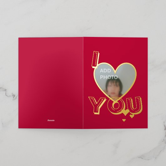 Romantische Valentijnsdag Foto Folie Kaart (Buiten Laag)