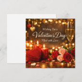 Romantische Valentijnsdag Kaarslichtrozen Gloei Feestdagenkaart (Voorkant / Achterkant)