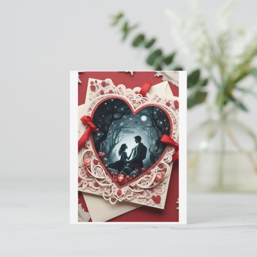 Romantische Valentijnsdag Kaart - Love Heart Desig (Staand voorkant)