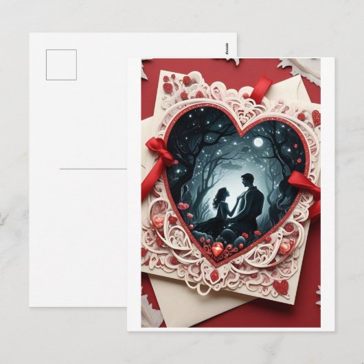 Romantische Valentijnsdag Kaart - Love Heart Desig (Voorkant / Achterkant)