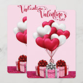Romantische Valentijnsdag Kaart met hartballonnen (Voorkant / Achterkant)