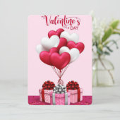 Romantische Valentijnsdag Kaart met hartballonnen (Staand voorkant)