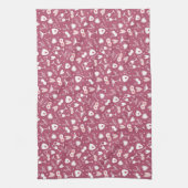 Romantische Valentijnsdag Love Pattern Donkerroze Theedoek (Verticaal)