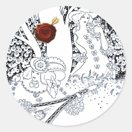 ROMANTISCHE VALENTIJNSDAG LOVERS RED WAX SEAL HEAR RONDE STICKER (Voorkant)