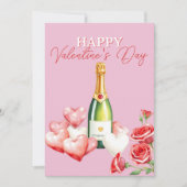 Romantische Valentijnsdag met Champagne en Rozen Kaart (Voorkant)