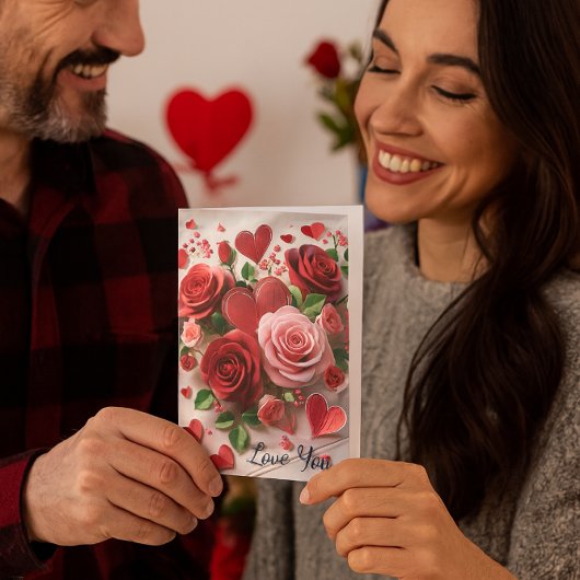 Romantische Valentijnsdag Red Rose Holiday Kaart