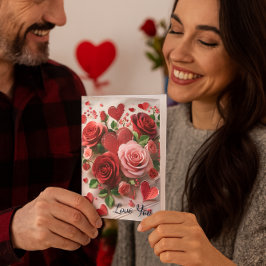 Romantische Valentijnsdag Rode Roos Vakantiekaart Feestdagen Kaart