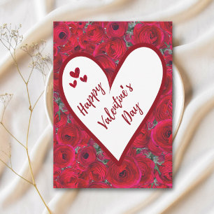 Romantische Valentijnsdag - Rode Rozen Hart Blank Briefkaart