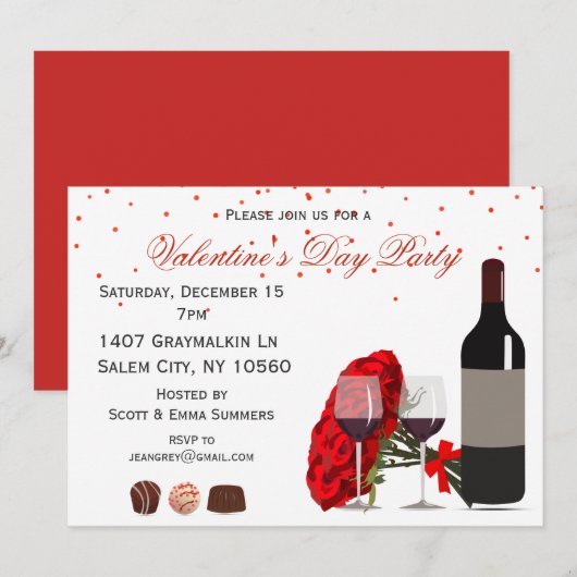 Romantische Valentijnsdag Rozen Kaart (Voorkant / Achterkant)