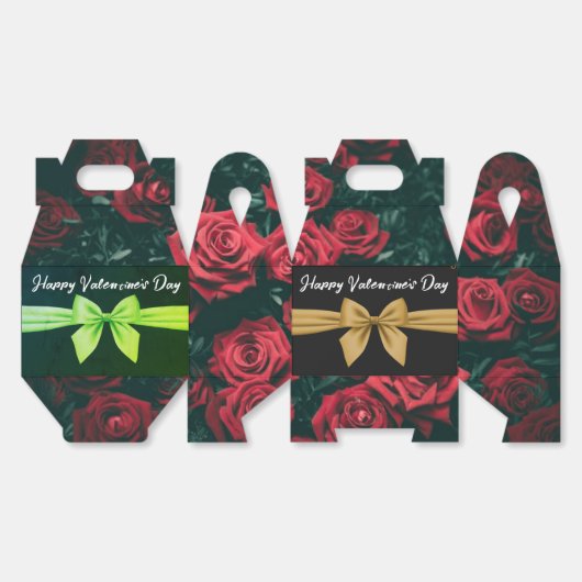 Romantische Valentijnsdag Rozen met Elegant Bow Bedankdoosjes (Ongevouwen)