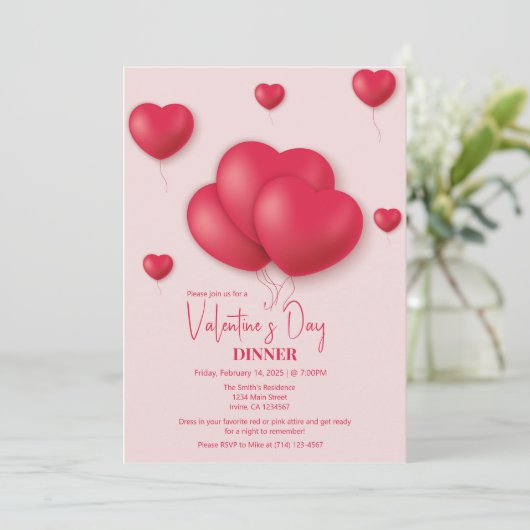 Romantische Valentijnsdag Uitnodiging (Staand voorkant)