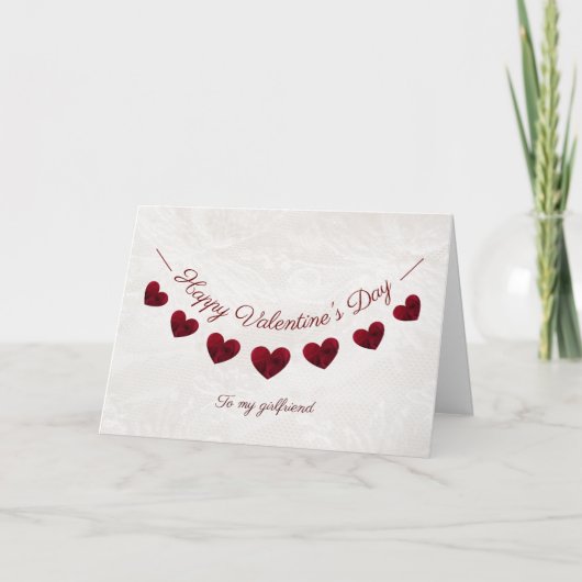 Romantische Valentijnsdag vlaggenlijn vriendin Kaart (Voorkant)