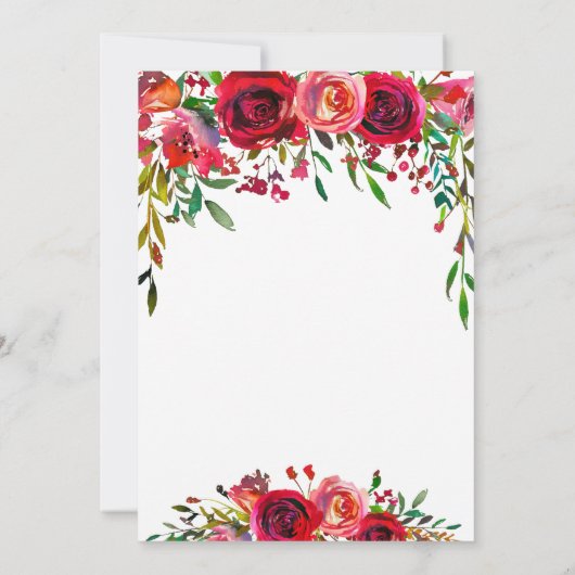 Romantische Valentijnsdag Waterverf Floral Partij Kaart (Achterkant)