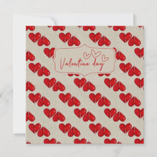 Romantische Valentijnsdagkaart   Rood Hartpatroon Feestdagenkaart
