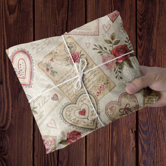 Romantische Valentijnse Decoupage Rozen Hearts Let Tissuepapier