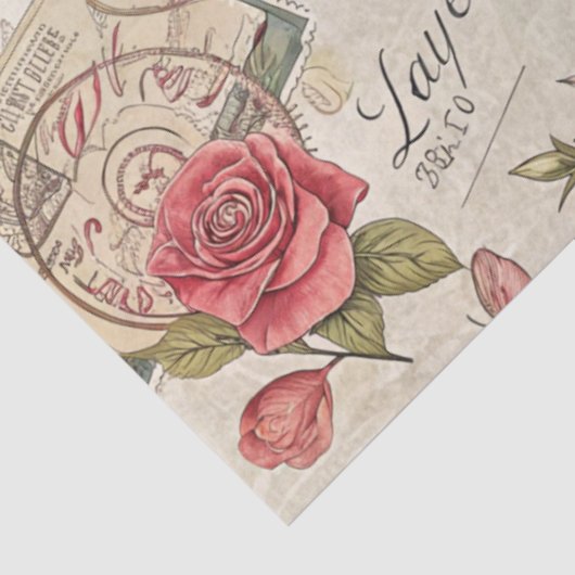 Romantische Valentijnse Decoupage Rozen Hearts Let Tissuepapier (Detail)