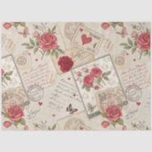 Romantische Valentijnse Decoupage Rozen Hearts Let Tissuepapier (Voorkant)