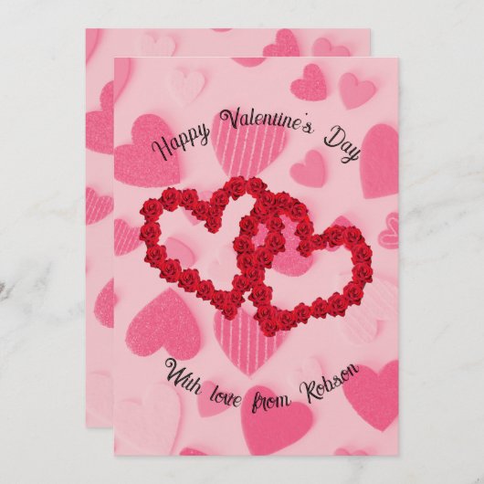 Romantische Valentijnse kaart voor hart en rozen (Voorkant / Achterkant)