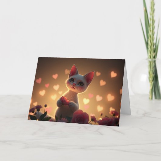Romantische Valentijnse Kat Kaart (Voorkant)