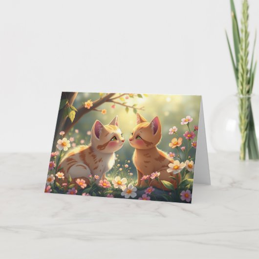 Romantische Valentijnse Kat Kaart (Voorkant)