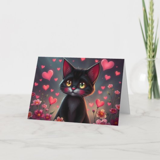 Romantische Valentijnse Kat Kaart (Voorkant)
