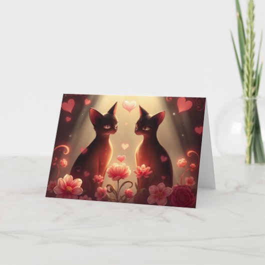 Romantische Valentijnse Kat Kaart (Voorkant)